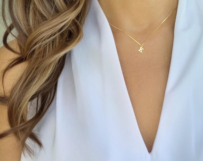 Custom Tiny Letter, Delicate Letter Necklace, Minimalist Initial Jewelry, Chic Modern Pendant for Personal Touch, initial gold Necklace