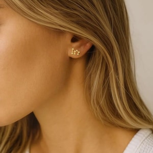 Gold Zodiac Constellation Stud Earrings: Diamond Star Sign Jewelry