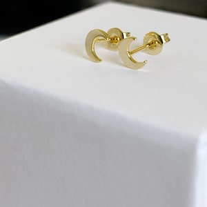 Gold Filled Moon Stud Earrings: Dainty Celestial Jewelry