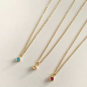 Birthstone Necklace, Personalized Birthstone Jewelry, Dainty Gold Filled Silver necklace, Custom Birthstone Pendant, Birthday Gift