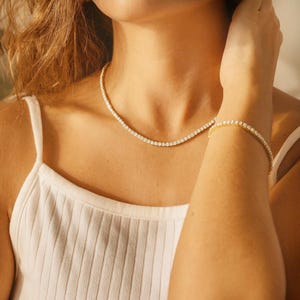 Gold Filled Diamond Choker Necklace, Dainty CZ Tennis Necklace, Bridal Jewelry, Bridesmaid Gift, Anniversary Gift, Elegant Necklace