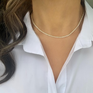 Tennis Choker, Stunning Diamond Necklace, Cubic Zirconia Tennis Jewelry, Perfect Wedding or Bridesmaid Gift for Her