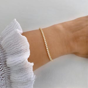 Tennisarmband, goud en zirkonia sierlijke minimalistische armband | Elegante sieraden in diamantstijl voor elke gelegenheid