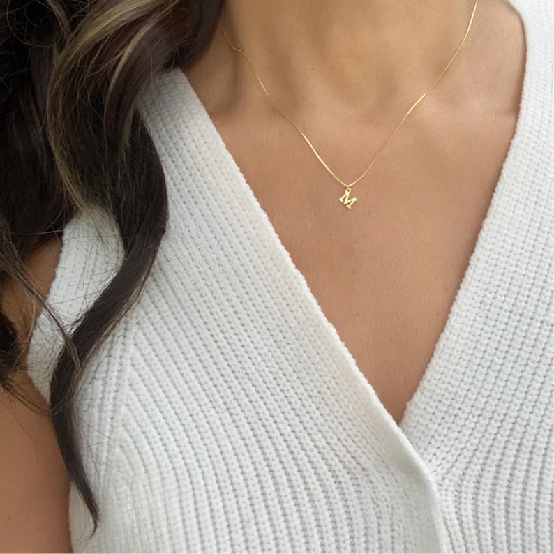Custom Tiny Letter, Delicate Letter Necklace, Minimalist Initial Jewelry, Chic Modern Pendant for Personal Touch, initial gold Necklace image 7