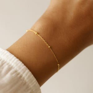 Satellite Bracelet, Gold Filled Minimalist Jewelry, Delicate Layering Accessory, Trendy Tiny Beaded Gift Bracelet