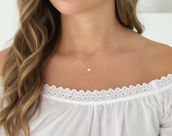 Dainty Heart Necklace: Sterling Silver or Gold Love Pendant