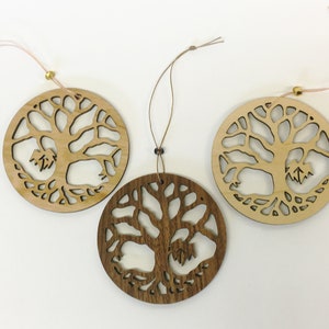 Laser Cut Wood Tree of Life Ornament: Rustic Holiday Decor