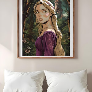 Verwarde Rapunzel | Digitale muurkunst Disney-prinses | Direct downloaden afdrukken | Magische woondecoratie