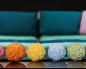 Set of 6 Mini Rose Ball Candles
