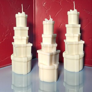 Stacked Gift Boxes Candle | Tall Unique Christmas Pillar Candle