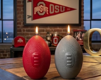 Set of 2 OSU Buckeyes Football Candles (Pair) The Ultimate Luxury Watch Party Host/ Hostess Gift Boxed Pair