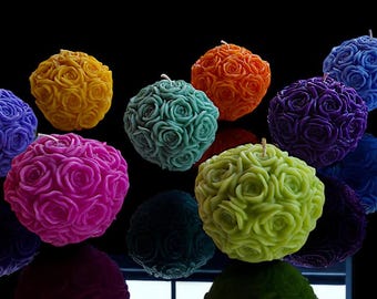 Glowing Rose Ball Candle - Large  (3.75 x 3.75) - Customizable Colors :)