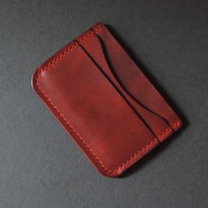Tarjetero de piel auténtica hecho a mano, 100 % piel auténtica, minimalista y elegante, tarjetero duradero cosido a mano, regalo perfecto