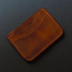 Tarjetero de piel auténtica hecho a mano, 100 % piel auténtica, minimalista y elegante, tarjetero duradero cosido a mano, regalo perfecto