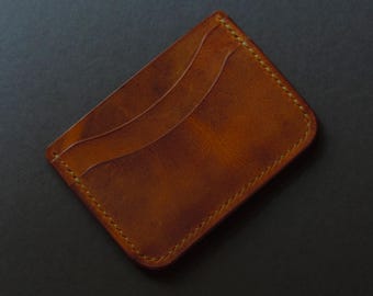 Tarjetero de piel auténtica hecho a mano, 100 % piel auténtica, minimalista y elegante, tarjetero duradero cosido a mano, regalo perfecto