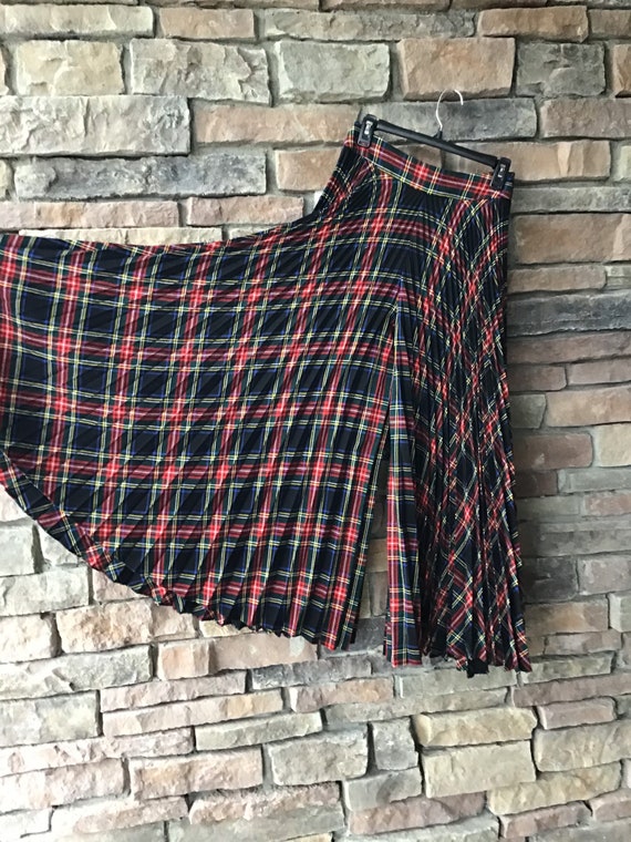 Vintage Wool Plaid Pleated Palazzo Culottes Skirt