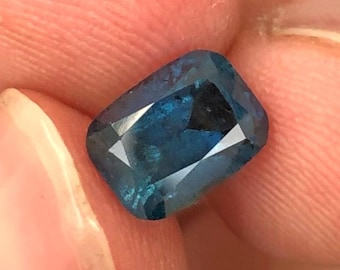 Vivid ink Blue Tourmaline Gemstone: 2.00 Carat Cushion Cut, Afghanistan