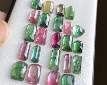 Natural Tourmaline Rosecut Gemstones: Multi-Color Loose Stones, 37 Carats