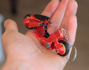 Akira-Motorcycle-inspired Keychain: 3D Printed Cyberpunk Anime Keyring