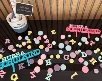3D printing file including commercial license - STL Bambu Studio - Confetti - School enrollment - Birthday - Table decoration - Numbers - Plates - ABC