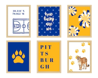Pitt College Dorm Decor Set of 6 Digital Download Panthers 6x8