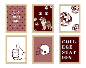 Texas A&M College Dorm Decor Set of 6 Digital Download Aggies 6x8