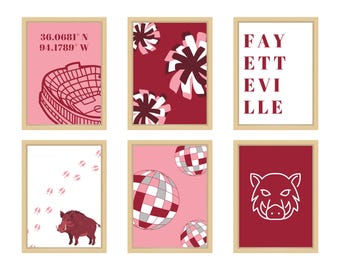Arkansas College Dorm Decor Set of 6 Digital Download 6x8