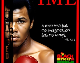 Muhammad Ali, TIME Magazine Style Digital Cover, Black History, PNG, digital, download, civil rights, Athlete, iconic Black figures, Boxing