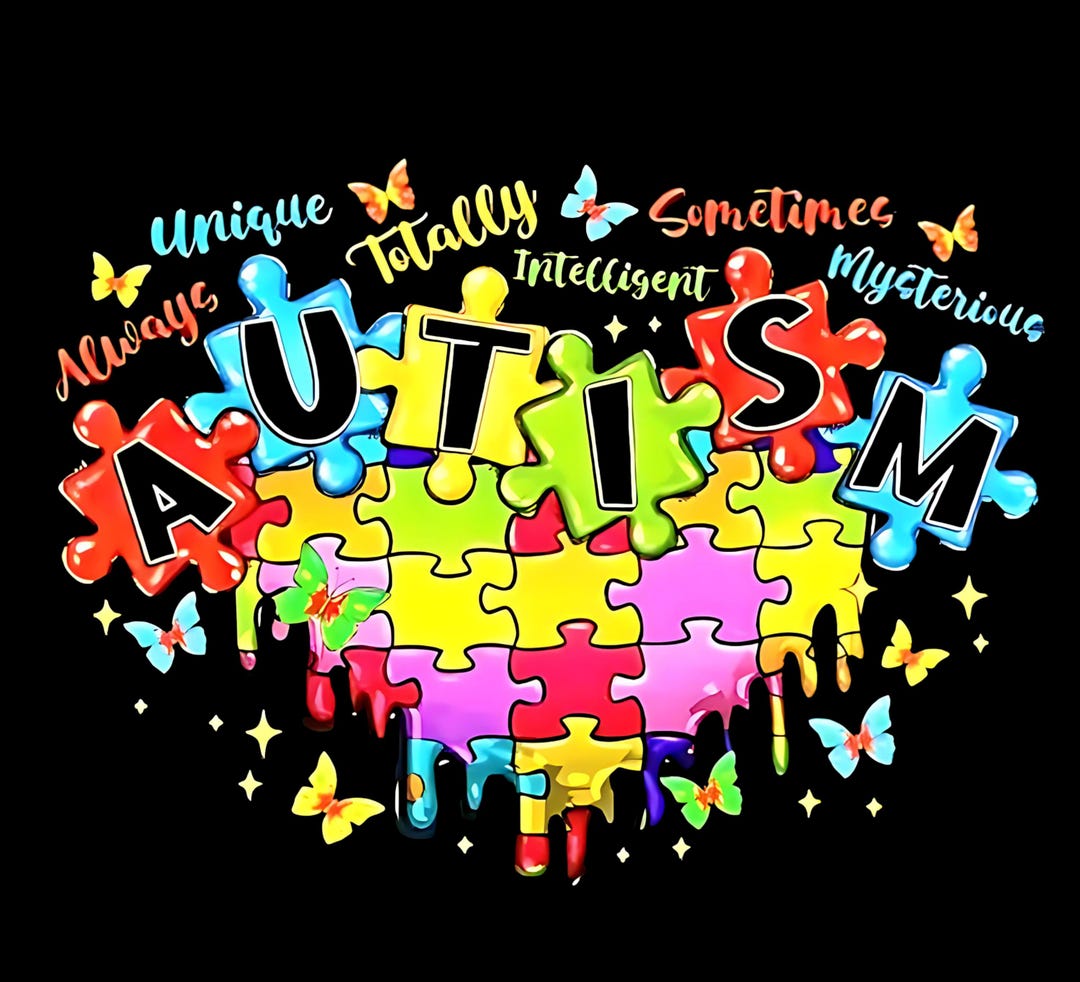 Autism Awareness Puzzle Piece PNG, Butterflies Design (digital Download ...