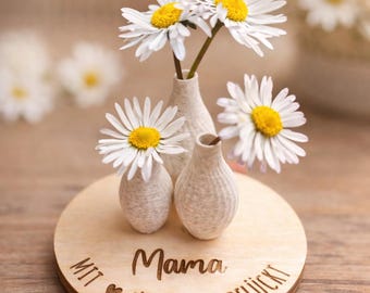 Geschenk Oma | Geschenk Mama | Muttertag Geschenk | Holz graviert | Mini Vase Blumen | Mit Herz für dich gepflückt | Geschenk Kinder