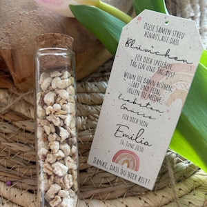 Blumensamen inkl. personalisiertem Anhänger | Gastgeschenk | Geschenk Taufe | Kommunion | Konfirmation | individuelles Etikett