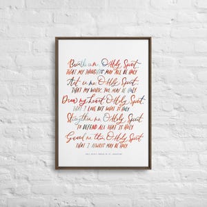 Holy Spirit Prayer by St. Augustine - Calligraphy Framed Canvas Print