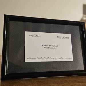 Patrick Bateman framed Business Card American Psycho