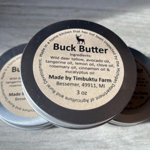 Buck Beurre | Baume de suif de cerf pour les mains et la peau | Suif artisanal | onguent naturel pour la peau | Soins de la peau artisanaux