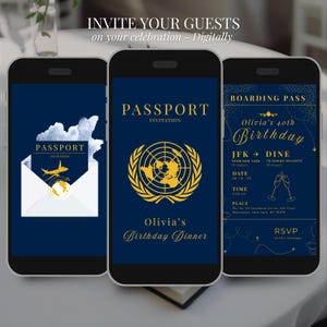 40th Birthday Party Invitation, Travel Theme, Passport Boarding Pass (Digital)