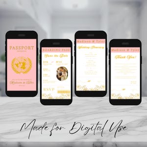 Digital Passport Wedding Invitation: Beach Theme, Editable Canva Template
