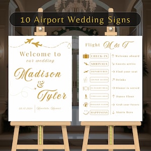 Airport Destination Wedding Sign Bundle, Travel Theme Sign, Wedding Decor, Reception Welcome Sign, Wedding Suite Check In, Arrivals, & More