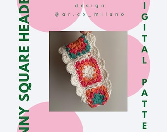 Crochet Granny Square Headband Pattern: Boho Chic Ear Warmer. For adults & kids. (Digital PDF)
