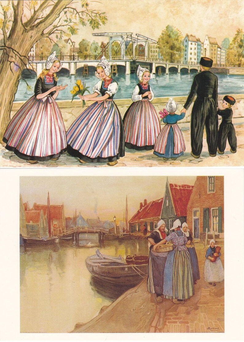 7 Vintage Dutch Costume Postcards Volendam Netherlands Etsy
