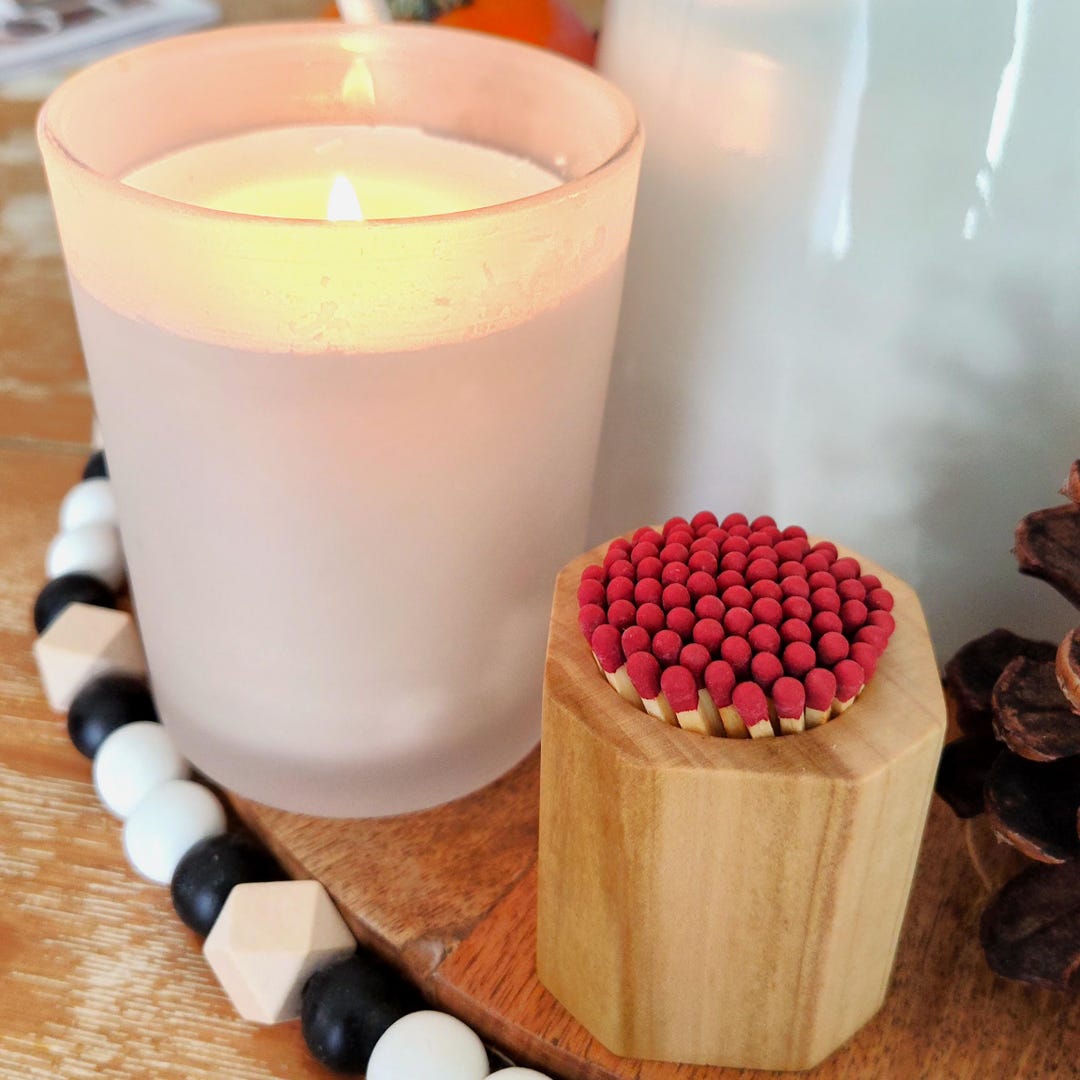 Matchstick Storage Handcrafted Wood Matchstick Holder With Side Strike - Keep Your Matches ...