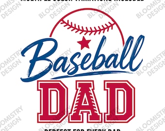 Baseball Dad PNG, Father's Day Shirt Design, Sports Dad Sublimation, Retro Baseball Graphic, Cricut Printable, Digital Download