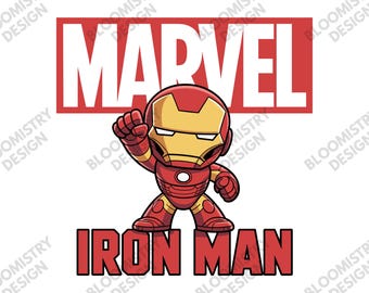 Marvel Iron Man PNG - Cute Iron Man Illustration - Superhero PNG for T-Shirt, Mug, and Merchandise - Instant Download for Marvel Fans