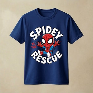 Spidey PNG, Superhero Spidey T Shirt Design, Cute Comic Character Graphic, Chibi Spidey PNG Spider Man Birthday Shirt PNG, Digital Download image 5