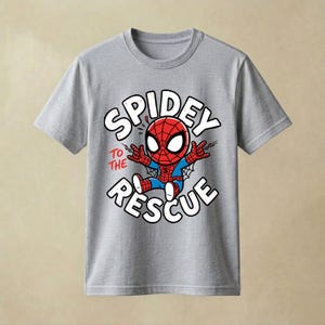 Spidey PNG, Superhero Spidey T Shirt Design, Cute Comic Character Graphic, Chibi Spidey PNG Spider Man Birthday Shirt PNG, Digital Download image 6