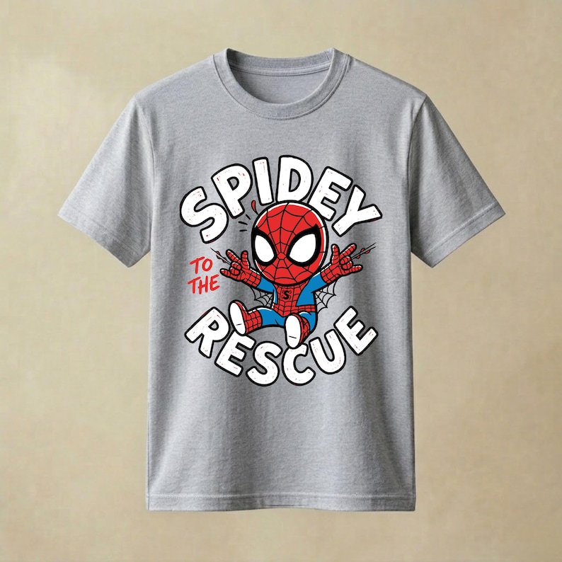Spidey PNG, Superhero Spidey T Shirt Design, Cute Comic Character Graphic, Chibi Spidey PNG Spider Man Birthday Shirt PNG, Digital Download image 6