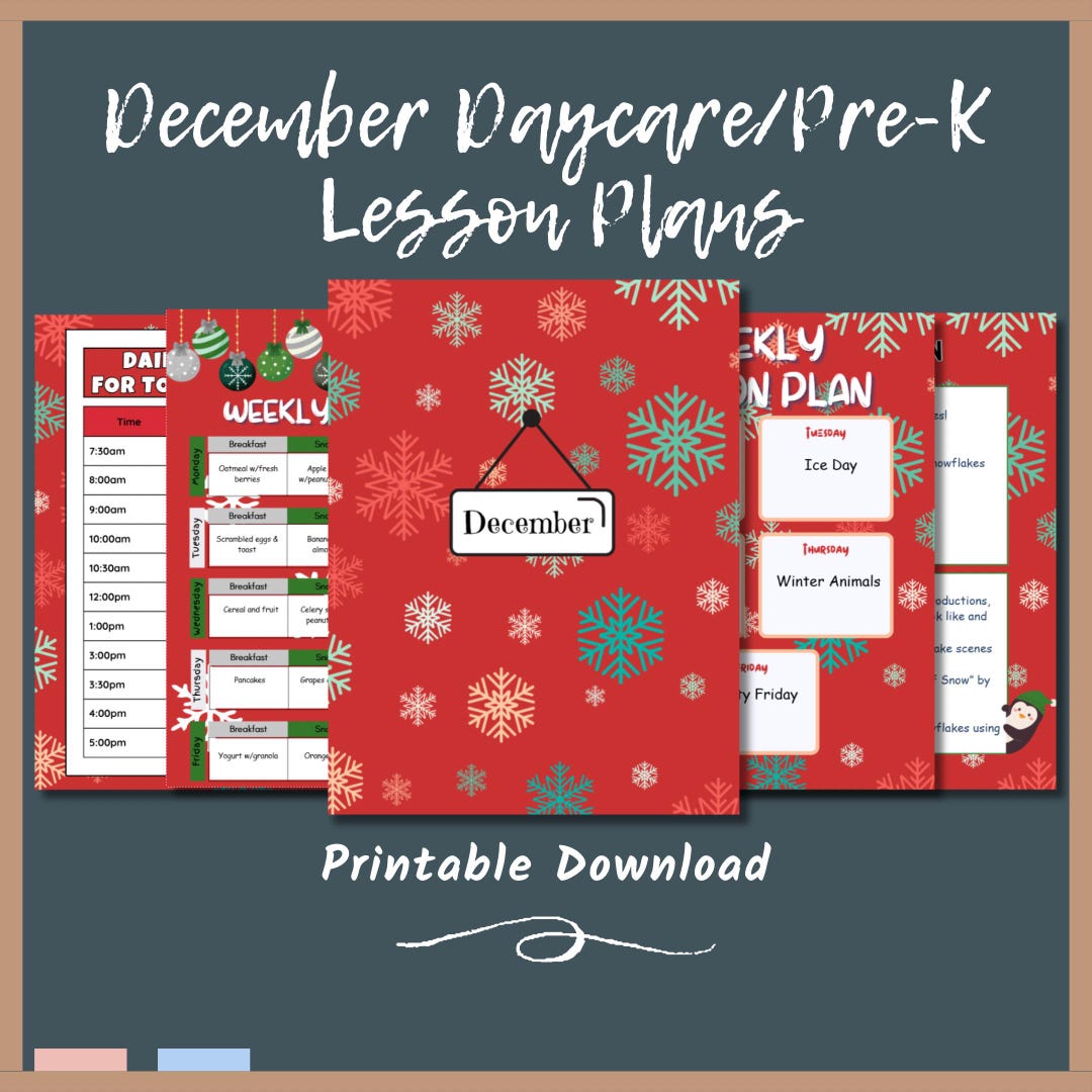 December Daycare Toddler & Pre-k Curriculum - Daily Lesson Plans ...
