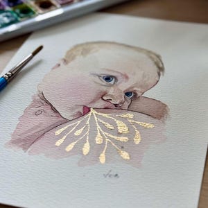 Retrato de lactancia materna personalizado en acuarela: recuerdo personalizado para madre lactante y bebé, Día de la Madre