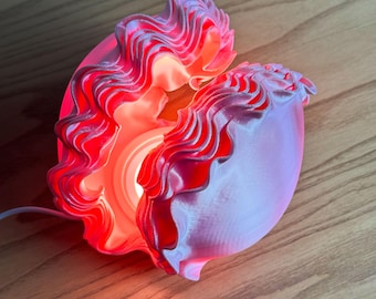 Lámpara de noche con forma de concha marina: lámpara de noche inspirada en las olas en rosa suave