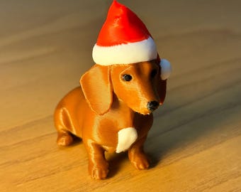 Dackel Figur mit Weihnachtsmütze • 3D Gedruckt