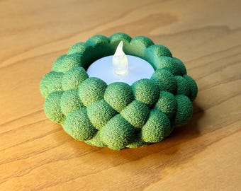 Ausgefallener geflochtener Teelichthalter — 3D gedrucktes Dekor + LED-Kerze